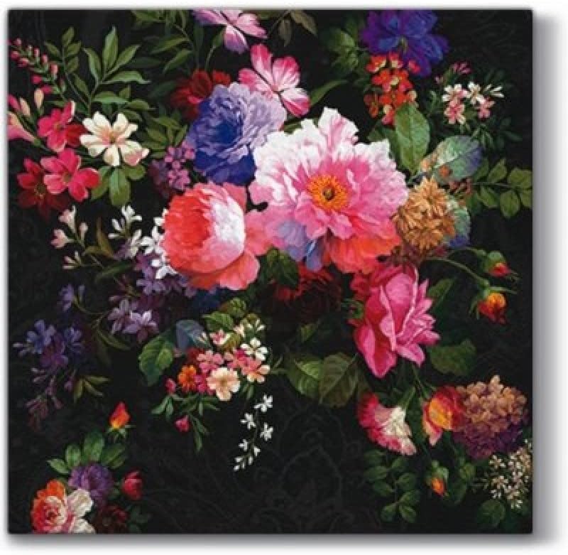 AM Décor - 20 Count Soft 3-Ply Tissue Decoupage Luncheon Paper Napkins -13" x 13" (Unfolded) Roses on Velvet