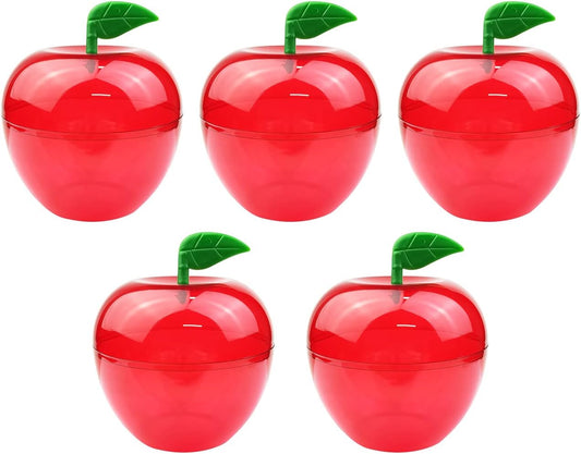 5 Pack Plastic Apple Containers Large Red Apple Decoration Teacher Apple Container Candy Jar Toy Gift Filling Containers for Party Wedding Christmas Decorations Party Supplies