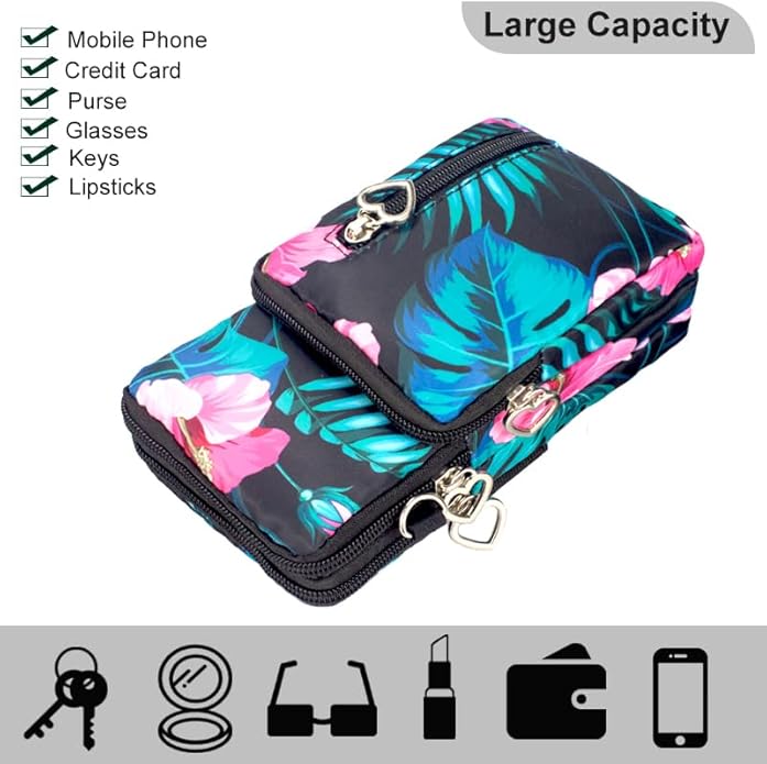 JANKS Small Crossbody Bag for Women - Mini Phone Purses with Crossbody Strap and Wallet - Nylon Arm Bag