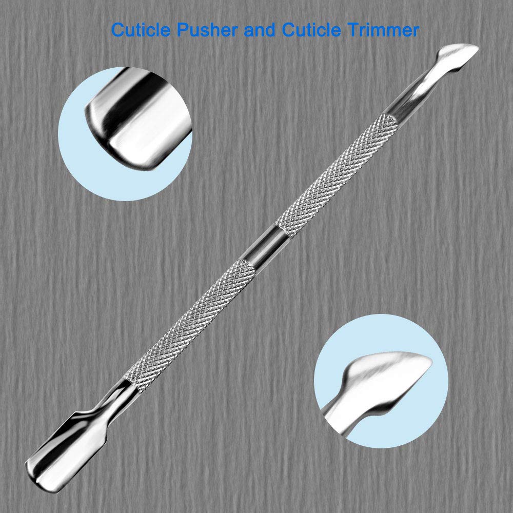 2-Piece Professional Cuticle Pusher and Cutter, Cuticle Trimmer & Cuticle Remover, Manicure Tool Set for Fingernail and Toenail