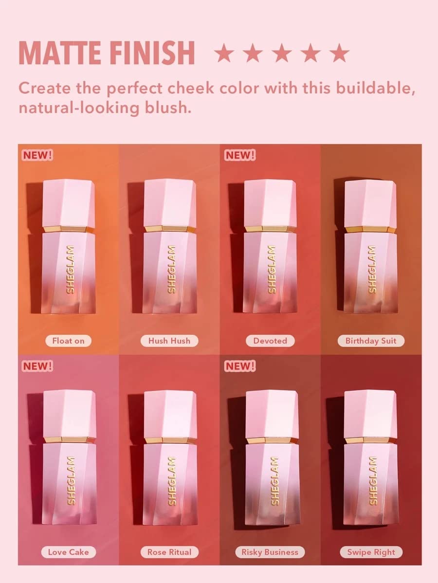 SHEGLAM Liquid Blush Makeup for Cheeks Matte Finish - Birthday Suit