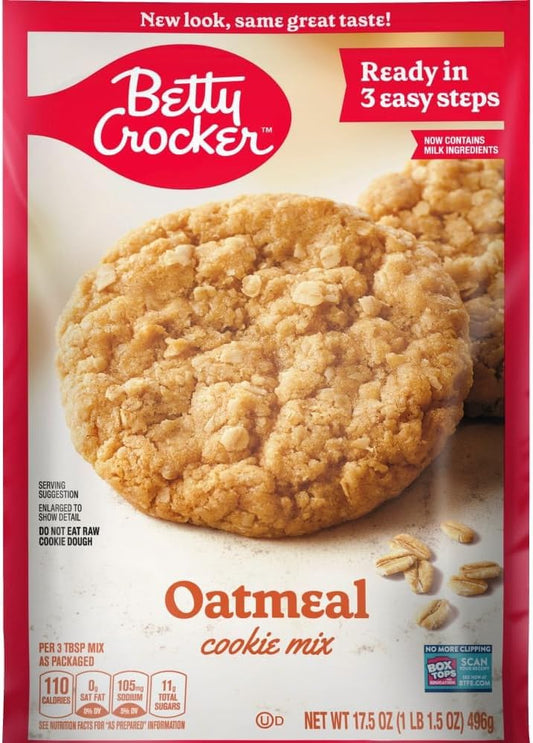 Betty Crocker Oatmeal Cookies, Cookie Baking Mix, 17.5 oz