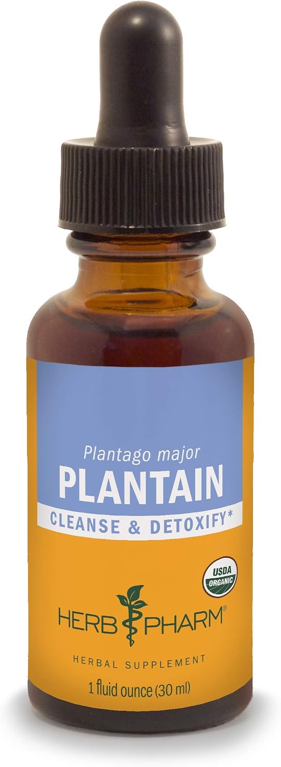 Herb Pharm Certified Organic Plantain Liquid Extract for Cleansing and Detoxification - 1 Ounce
