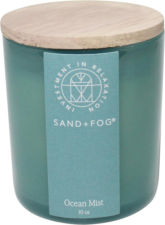 Sand + Fog Scented Candle - Ocean Mist â Additional Scents and Sizes â 100% Cotton Lead-Free Wick - Luxury Air Freshening Jar Candles - Perfect Home Decor â 10oz