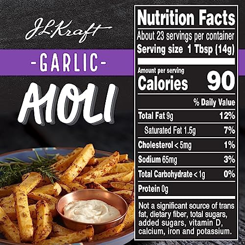 Kraft Mayo Garlic Aioli Bottle,12 oz (Pack of 2)