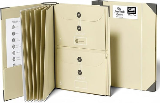 The Folio® Important Document Organizer by Savor |Binder with Guided Labels, Acid-Free File Folder with 10 Pockets for Home, Legal, Medical Papers | Mother’s Day Gift for Moms, Records Storage (Slate)