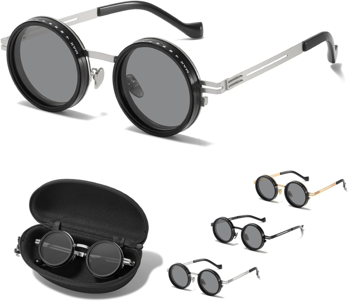 Adjustable Tint Rounded Polarized Lenses Retro Sunglasses, Adjustable Outdoor Travel Polarized Sunglasses, ND Filter Glasses