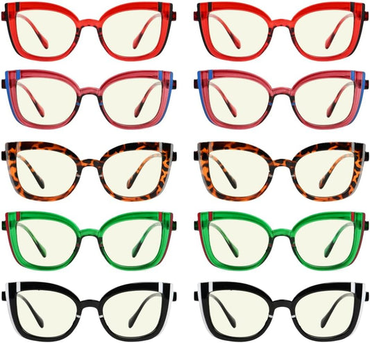 CessBlu 10 Pack Colorful Blue Light Blocking Reading Glasses for Women Spring Hinges Computer Readers