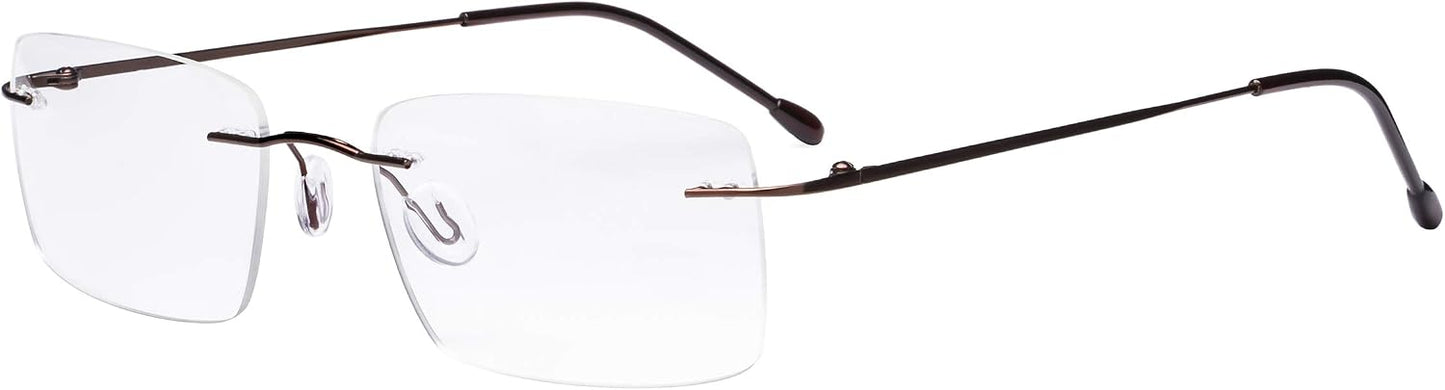 Eyekepper Frameless Reading Glasses for Men Reading - Rectangle Rimless Reader Eyeglasses Brown +1.75