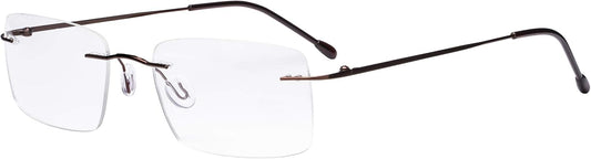 Eyekepper Frameless Reading Glasses for Men Reading - Rectangle Rimless Reader Eyeglasses Brown +1.75