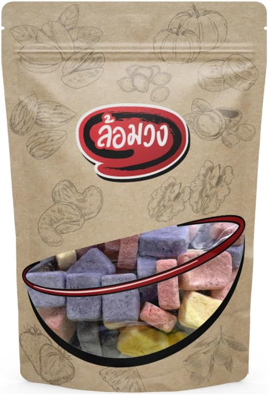 ล้อมวง Freeze-Dried Yogurt Bites - Crunchy Melt-in-Your-Mouth Yogurt Snacks - Probiotic Cultured Dairy Drops - Real Fruit Infused Yogurt Cubes - Mess-Free Snack for Kids and Adults (50g)
