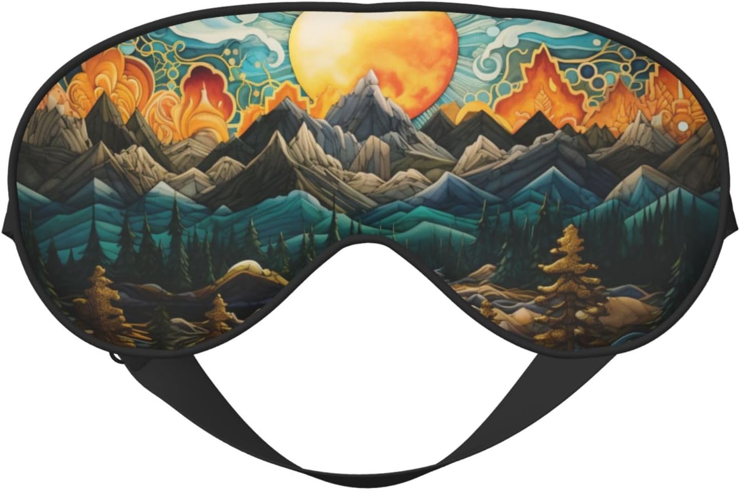 Soft Sleep Mask for Men Women, Double Side Print Sun Mountains Sleeping Masks with Adjustable Strap Trees River Eye Covers Blackout Blindfold for Travel Home Office