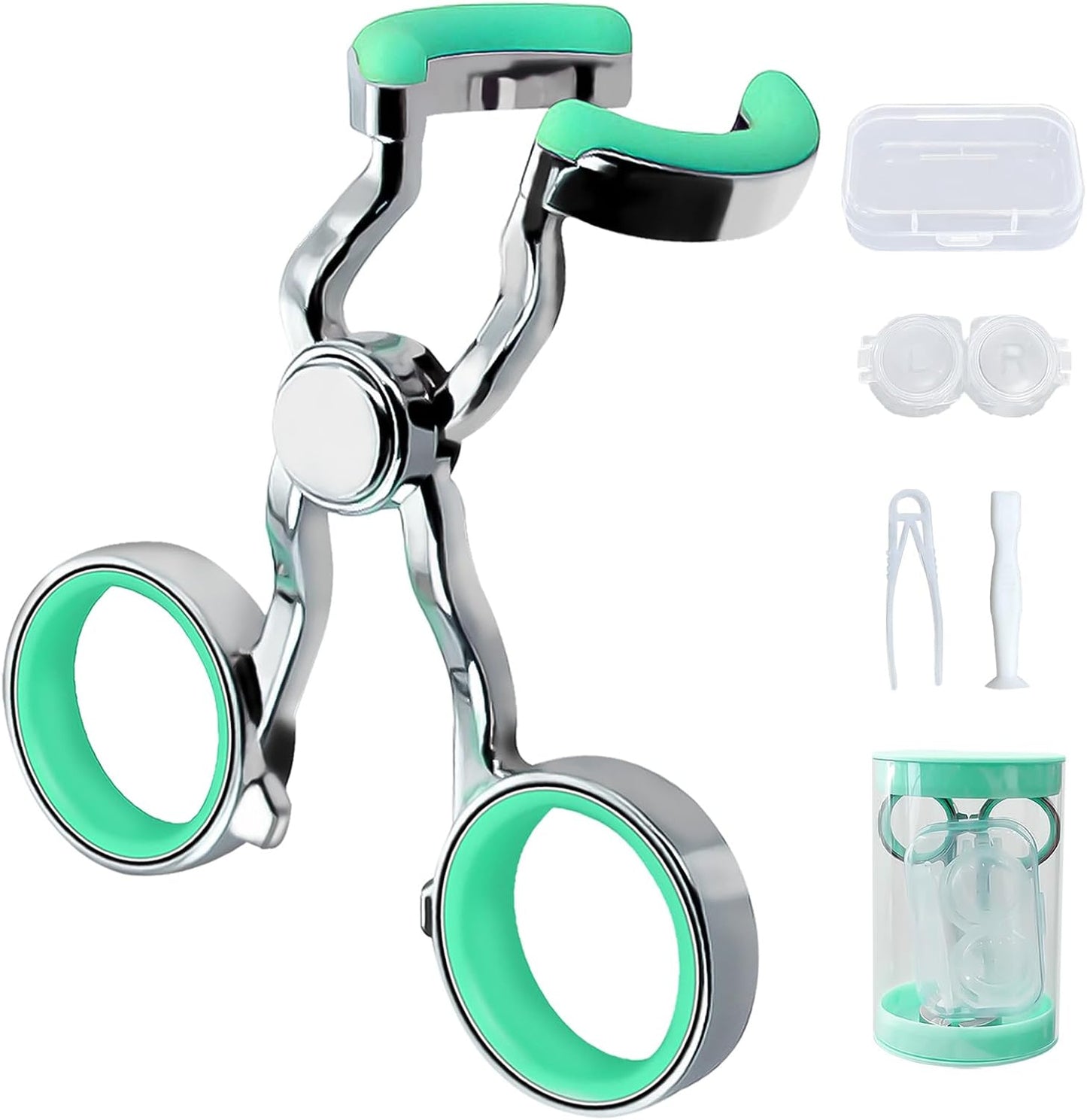 Easy Contact Lens Applicator Tool for Beginners, Professional Contacts Applicator Tool for Long Nails, Soft Tweezer Contact Lens Remover Tool with Storage Box, Portable Set