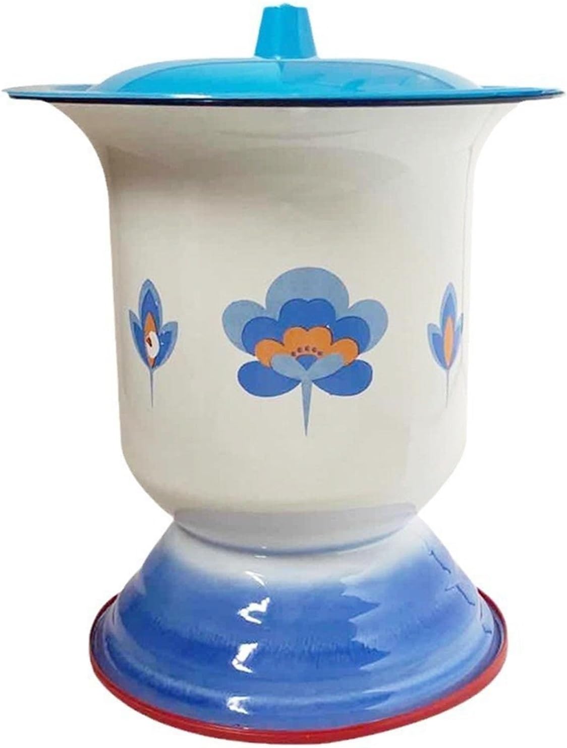 Enamel Spittoon Chamber Pots for Women and Men with Lid Urinal Bucket Toilet Bed Pans Handheld Portable Household(Blue a,Large)