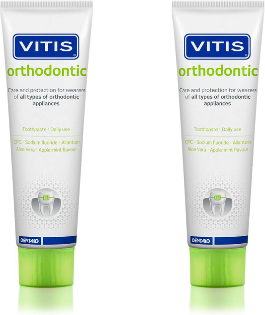 Vitis Toothpaste, 100ml - Orthodontic with Nano Repair, Apple Flavor - Gingivitis Prevention, Tartar Control, Tooth Decay Prevention, Remineralization, Enamel Protection