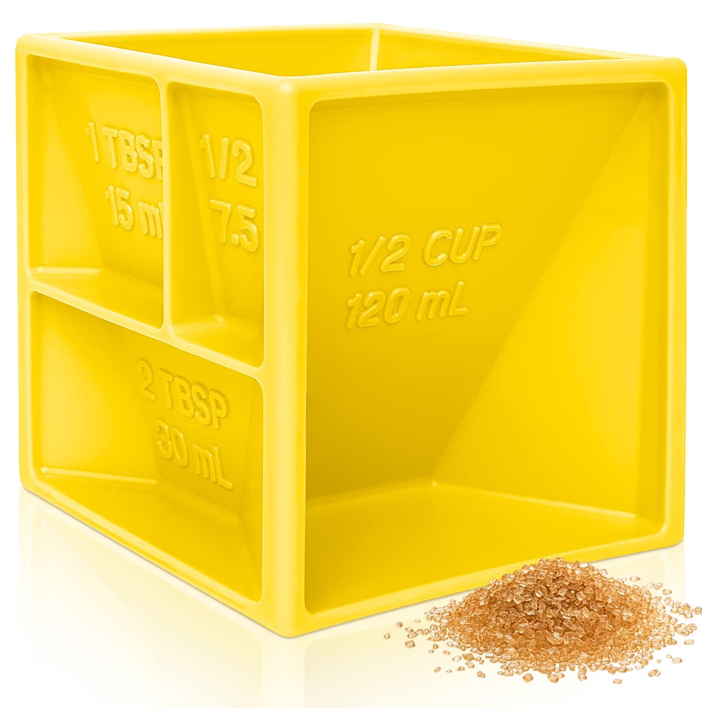 Nomadic Outpost Multi Measuring Cube Cup for Cooking and Baking, Helps with Organization and Reduce Clutter, All in One Measuring Kitchen Device – Great Gift Yellow