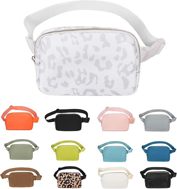 VOROLO Fanny Pack For Women And Men Crossbody Bag Belt Bag with Adjustable Strap Graduation Gifts Leopard White
