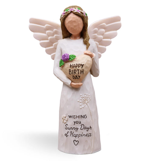 AUMELO Happy Birthday Gifts for Women, Gifts for Women Birthday Unique, Gift for Best Friend Female, Mom, Sister, Her, Coworkers, Daughter, Girlfriend, Hand-Painted Resin Angel Figurine (Purple)