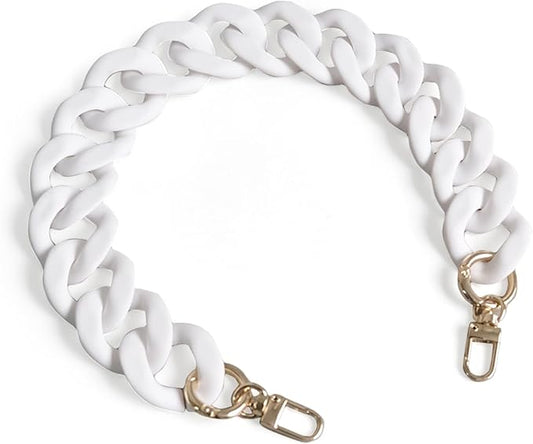 AIERSA Purse Charm Chain for Handbags,18in Short Bag Chain Strap for Purse,Acrylic Bag Shoulder Chains,Decorative Replacement Accessories Chains for DIY Crafts-White