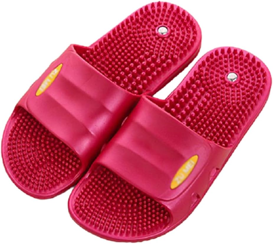 Massage Slippers for Men and Women,Magnetic Therapy Massage Shoes,Foot Reflex Zones Acupressure Massage,Reflexology Foot Massage Sandals (Size:EU 38,Color:Wine red)
