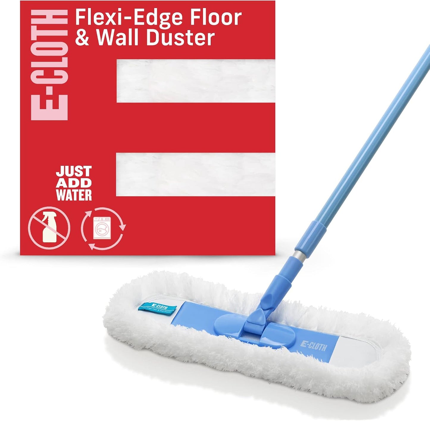 E-Cloth Flexi-Edge Floor & Wall Duster Head - Reusable Microfiber Dust Mop Replacement for Floor Cleaning, Traps Dust, Pet Hair & Debris, Washable, Hardwood, Tile, Wood, & Laminate - 1 Pack
