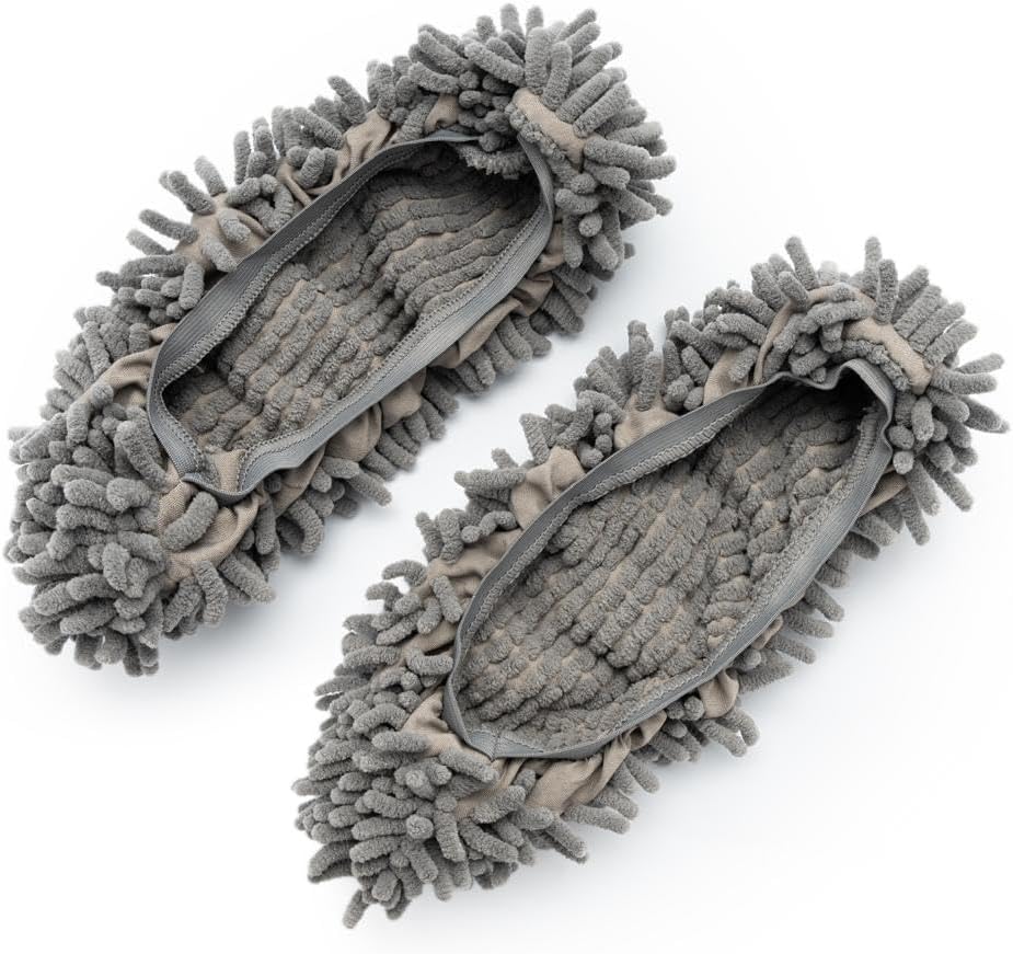 Microfiber Cleaning Slippers – Wearable Mop Shoes Worn on the Feet, Reusable Hand-Washable Non-Slip Floor Cleaning Slippers for Hardwood & Tile
