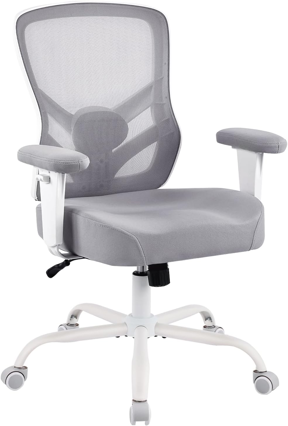 YFO Ergonomic Office Chair, Mesh Computer Desk Chair with Adjustable Back Lumbar Support and Armrests, Comfy Executive Rolling Swivel Task Chair for Home Office, Grey