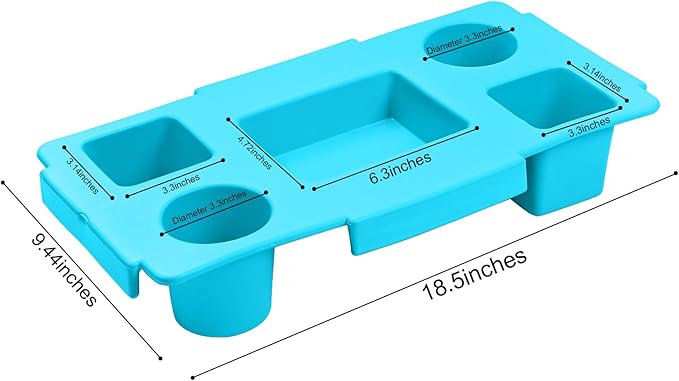 Topper Tray for Bogg Bag Large Only – Waterproof EVA Table Top Organizer Lid with Cup Holder, Snack, Phone & Drink Holders for Beach, Pool, Picnic, Travel (Blue)