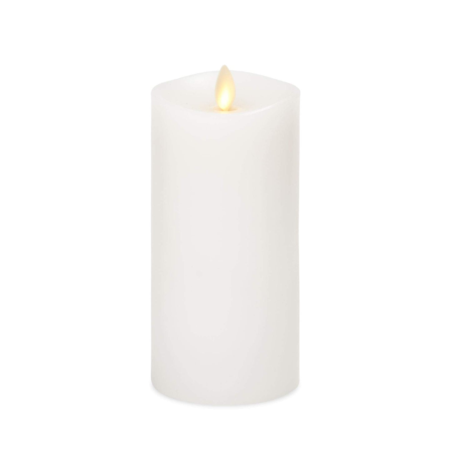 Luminara Flameless Slim Pillar Candle, Flickering Real Flame Effect, Melted Edge, Smooth Wax, Unscented, White, Real Wax, LED Battery Operated