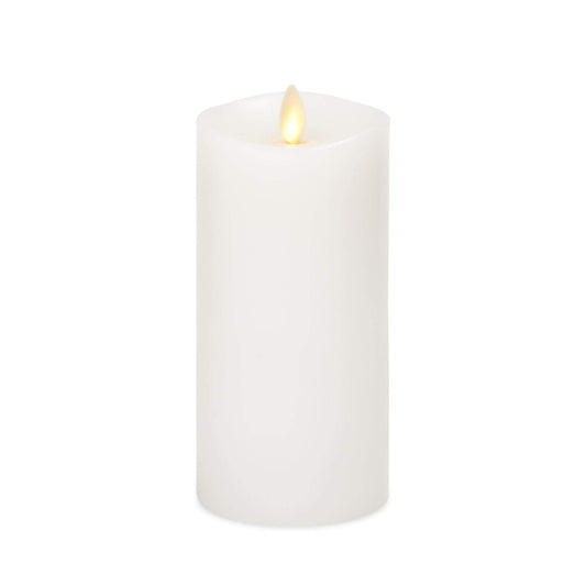 Luminara Flameless Slim Pillar Candle, Flickering Real Flame Effect, Melted Edge, Smooth Wax, Unscented, White, Real Wax, LED Battery Operated