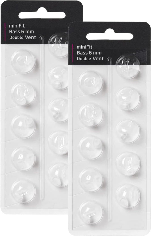 Hearing Aid Domes for Oticon Replacements, Oticon Minifit Double Vent Bass Domes (6 mm/2 Packs）, Universal Domes for Oticon Hearing Aid Supplies.