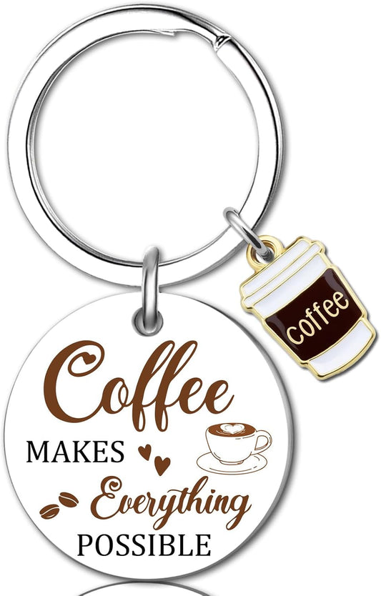 Coffee Lover Gifts for Women Men Coffee Keychain Accessories Barista Gifts for Women Barista Accessories Funny Keychains for Coworker Friend Birthday Gift Ideas