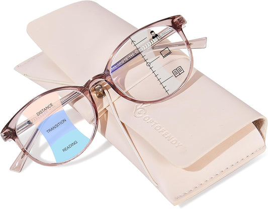Progressive Multifocal Reading Glasses for Women Men, TR90 Fashion Blue Light Computer Readers