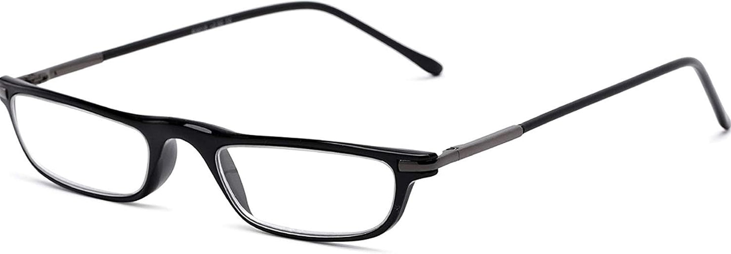 The Posh Reader Reading Glasses, Spring Hinge Metal Rectangle Frame for Men and Women + 3.25 Black