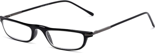The Posh Reader Reading Glasses, Spring Hinge Metal Rectangle Frame for Men and Women + 3.25 Black