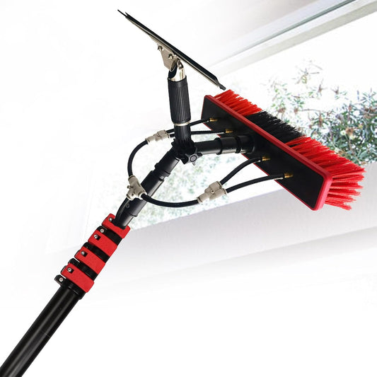 Water Fed Poles Kit with Squeegees, Window Cleaning Kit with Telescopic Rod, High Altitude Cleaning Telescopic Brush, Solar Panel Cleaning Brush,7.2m/24ft