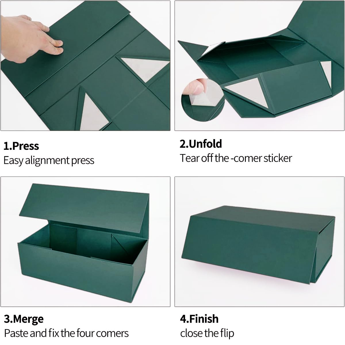 Green Gift Boxes 12" x 6" x 4" with Magnetic Closure Lid Gift Boxes for Presents,Bridesmaid Gifts Box,Cute Box,Birthday Gift box,Luxury for Gift Packaging, Magnetic Gift Box for Wrapping Gifts