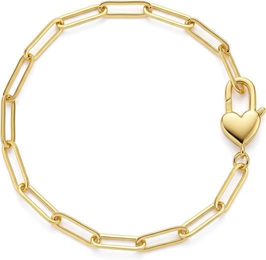 FRUMOS 18K Gold Plated Brass Bracelet for Women, Dainty Adjustable Chain Bracelet, Hypoallergenic Fashion Jewelry for Daily Wear