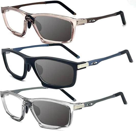 Sports Color-Changing Multi-Focal Reading Glasses, Multi Focal Reading Glasses for Women Men, Anti Blue Light Glasses (1.0 x,3 Colors A)