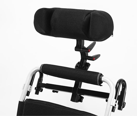 Wheelchair Headrest, Adjustable Wheelchair Headrest, Adjustable in Angle and Height, Assists in Vertebra Correction and Slows Down Vertebrae Injuries for Wheelchair Users