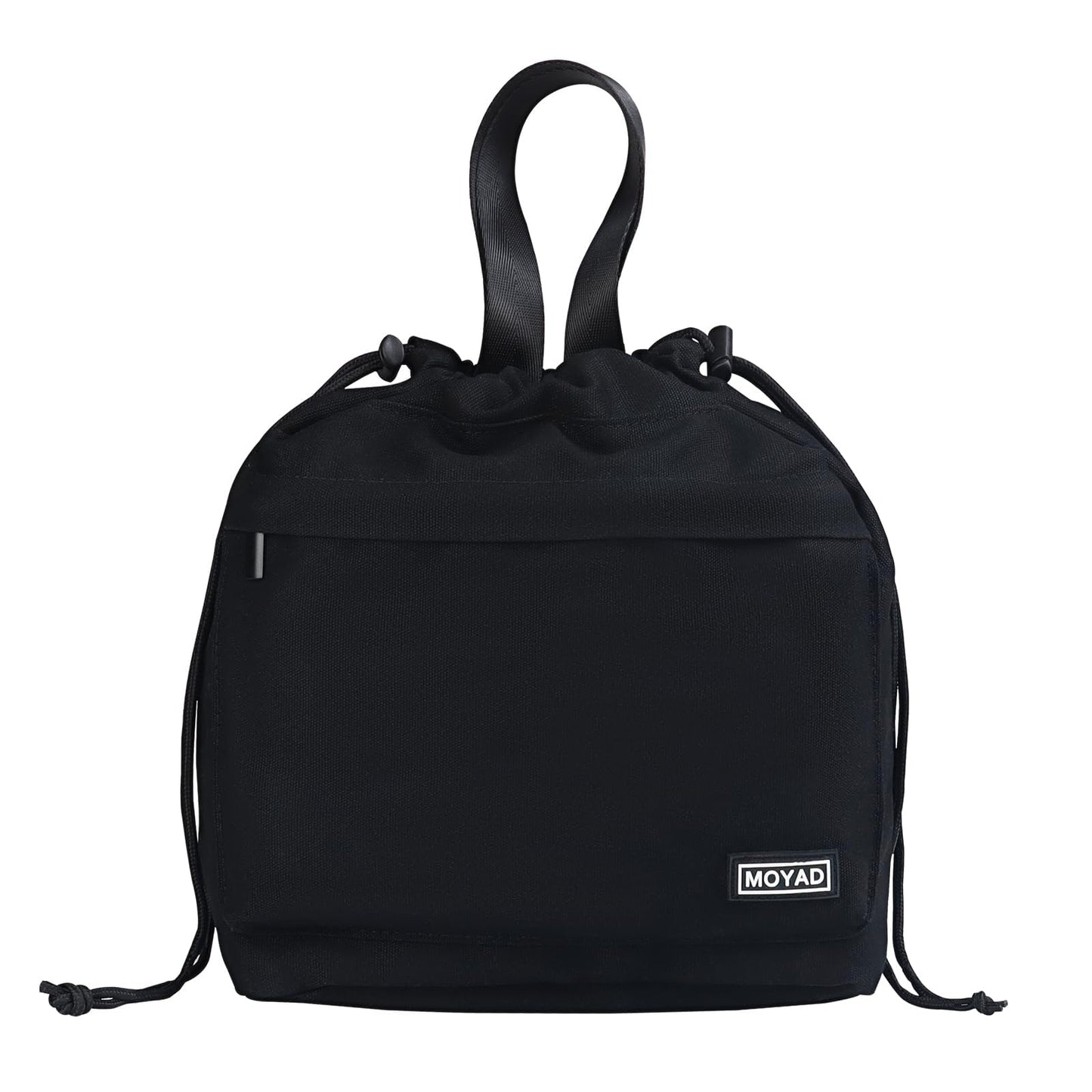 Moyad Reusable Lunch Bag for Women Men, Insulated Cooler Lunch Box Handbag Tote bag with Handle and Drawstring Closure for Work Picnic Travel Camping Outdoor, Black