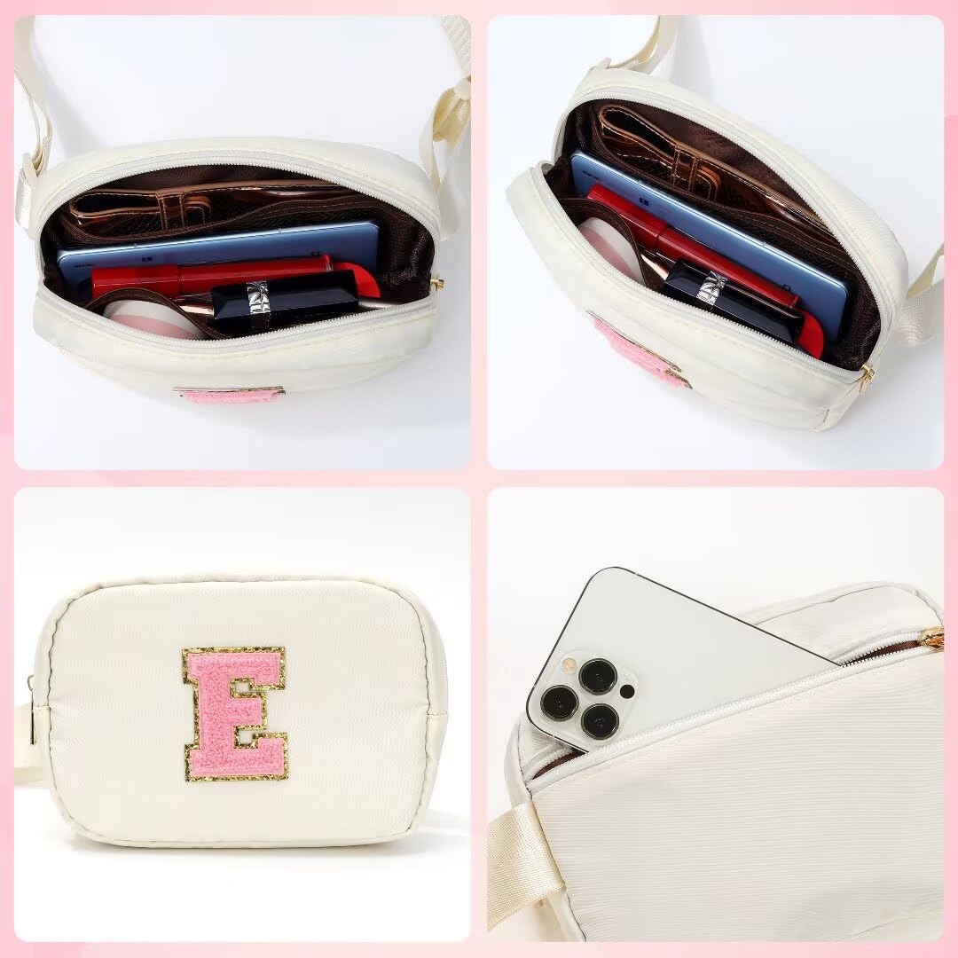 YOOLIFE Birthday Gifts for 3 4 5 6 7 8 9 10 11 12 13 Year Old Girls, Initial Fanny Pack for Girls Crossbody Bag Belt Bag Purse, Beige L