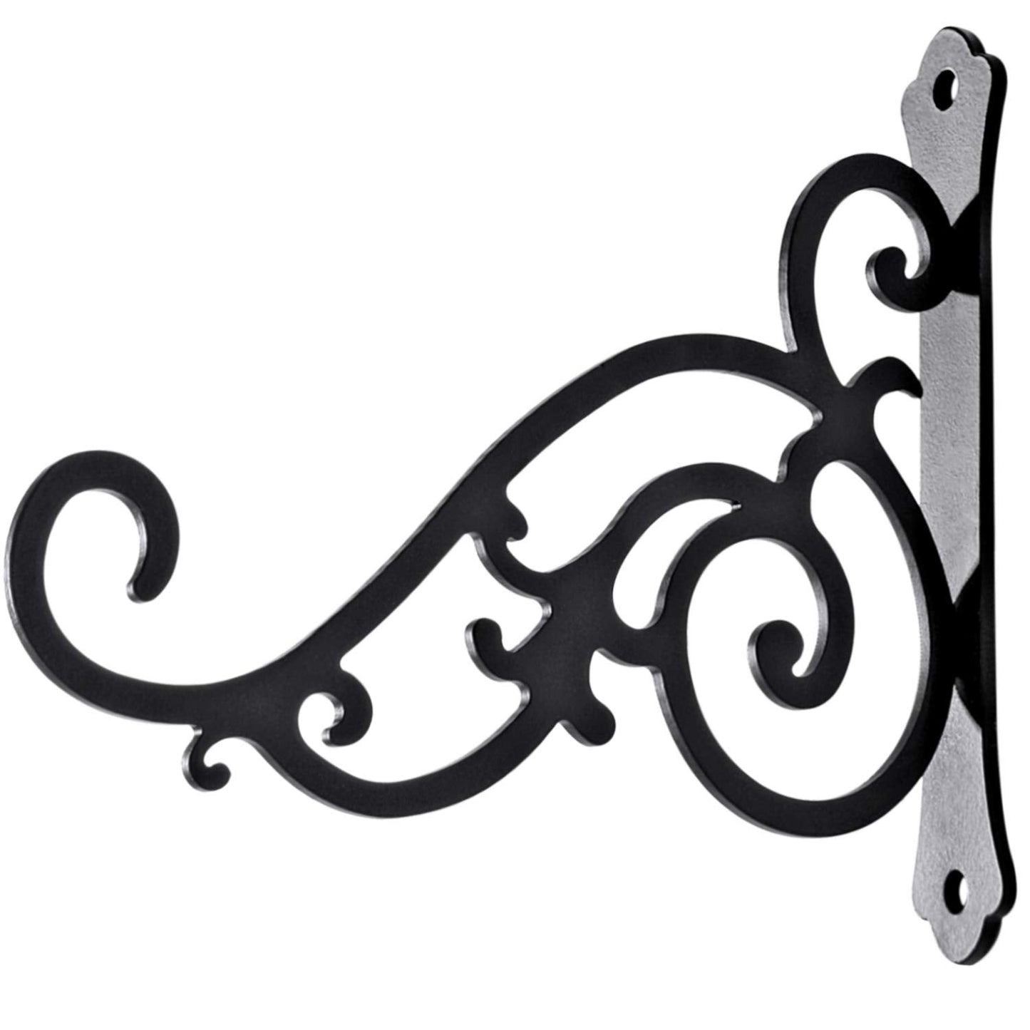 2 Pieces 8-Inch Outdoor Decorative Iron Wall Hooks for Hanging Lanterns Indoor Plants Hummingbird Feeders, Black