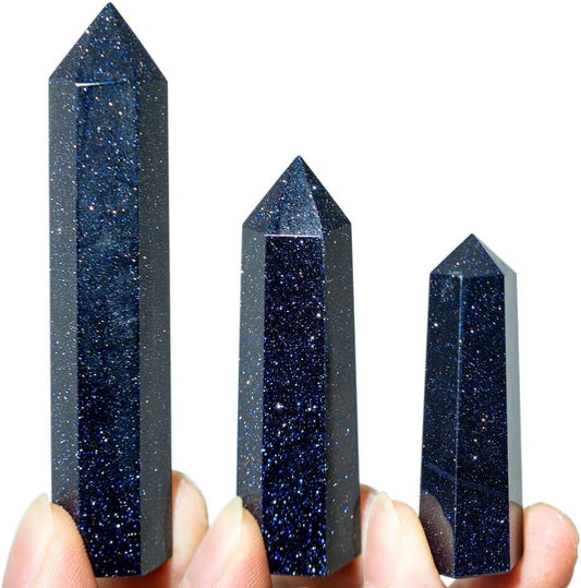 Natural Stone and Crystals Point Wand Witchcraft Rose Quartz Amethyst Home Decoration Mineral Stones Crafts Room Aquarium Decor (Color : Blue Sandstone, Size : Length 50-60mm)