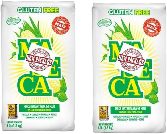Mase~ca Gluten Free Instant Corn Masa Flour, White 4 lb (2 Pack) for Tortillas, Tamales, Pupusas
