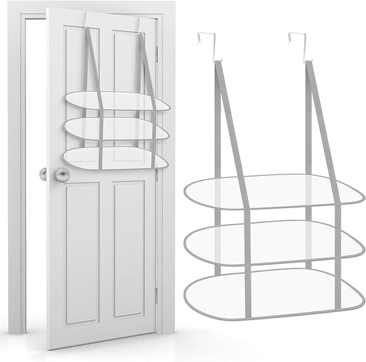 2 Pack 3 Tier Over The Door Folding Drying Rack Sweater Drying Rack 26.5" x 34.5" Flat Room Organization Dryer Racks for Laundry Perfect for Small Spaces Apartments Dorm Rooms and Bathrooms (Grey)