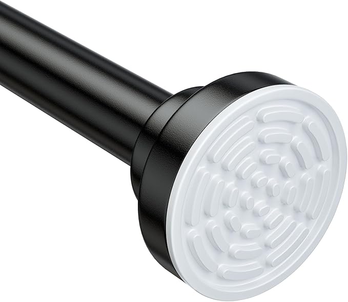 Ausemku Shower Curtain Rod - 32-104 Inch Rustproof Tension Rod, Non-Slip Spring Design, No Drilling Adjustable Curtain Rod for Bathroom, Kitchen, and Closetï¼Blackï¼