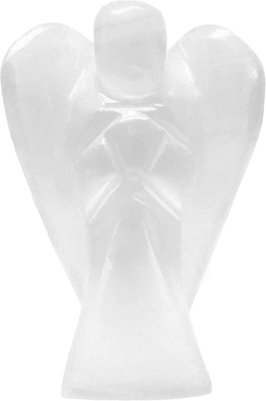 2 Inch Selenite Guardian Angel Figurine Hand-Carved Natural Stone, Excellent for Clearing Out Negative Energy and Recharging Your Other Crystals