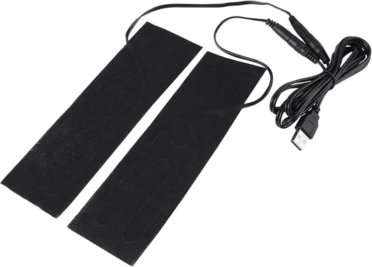 Oumefar 1 Pair USB Carbon Fiber Heating Pad Mat 5V USB Electric Heating Film Heater Pads for Warming Feet, Black USB Powered Heater 19.6 x 6cm/7.72 x 2.36inch