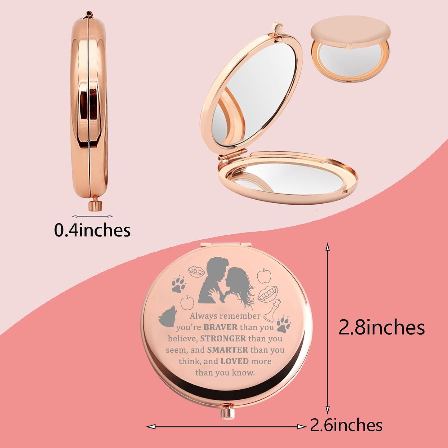 MYOSPARK Twilight Movie Compact Makeup Mirror Edward and Bella Fans Gift Vampire Fans Gift Movie Inspired Gift Fandom Gift (Twilight AMirror)
